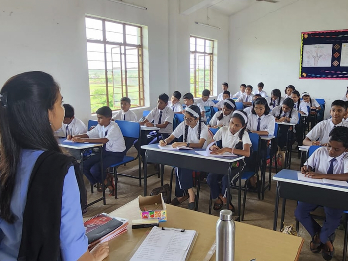 Students pursuing German at Mukul Madhav Vidyalaya