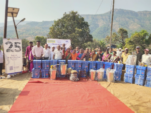 NGO for women empowerment partnering with Khadi and Gramodyog Mandal to distribute beekeeping equipment in Satara