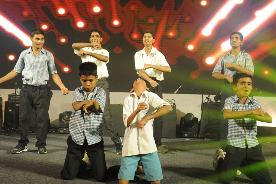Differently abled children performing at a charity fundraising event in Pune by MMF