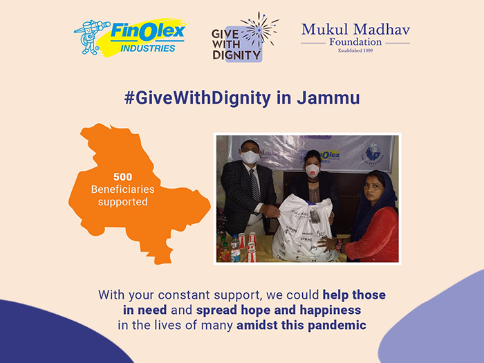 Top NGO in India providing poverty alleviation kits in Jammu Give With Dignity by Mukul Madhav Foundation