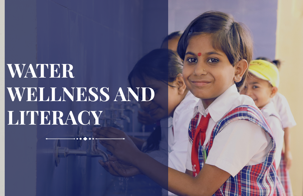 Children accessing clean drinking water and WASH infrastructure in a rural Indian school supported by Mukul Madhav Foundation