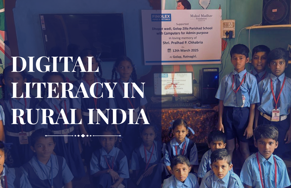 Students and rural women learning digital skills through MMF's digital literacy initiatives in India